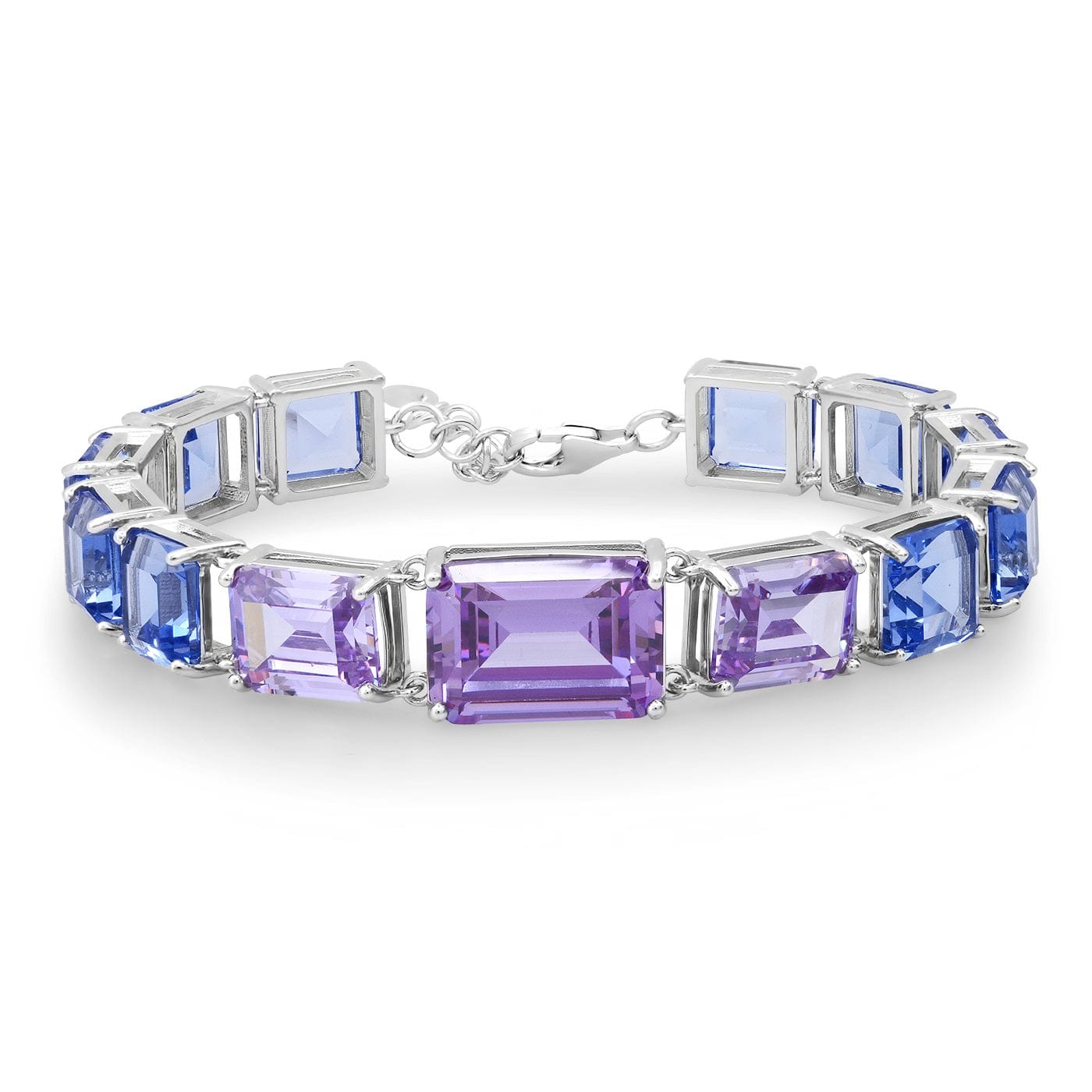 TAI JEWELRY Bracelet Sterling Silver/Lavender Chunky Emerald Cut Glass Bracelet