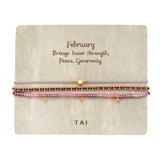TAI JEWELRY Bracelet February Handmade Pull Tie Birthstone Bracelets | Set Of 3