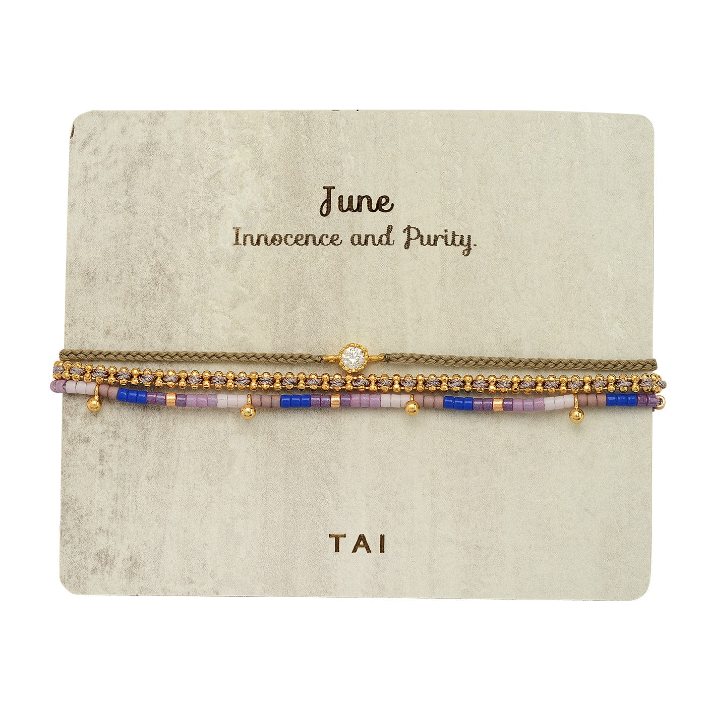 TAI JEWELRY Bracelet June Handmade Pull Tie Birthstone Bracelets | Set Of 3