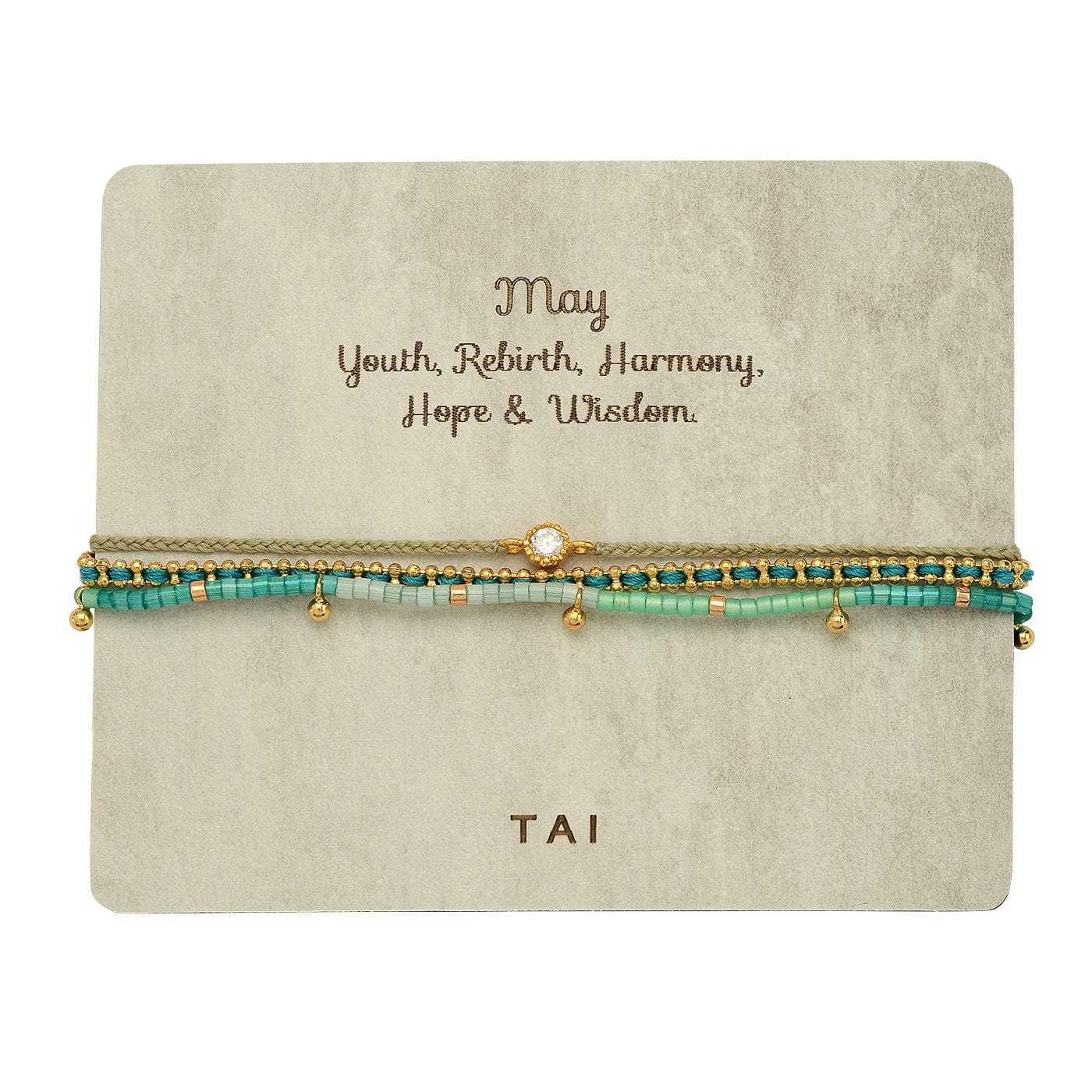 TAI JEWELRY Bracelet May Handmade Pull Tie Birthstone Bracelets | Set Of 3
