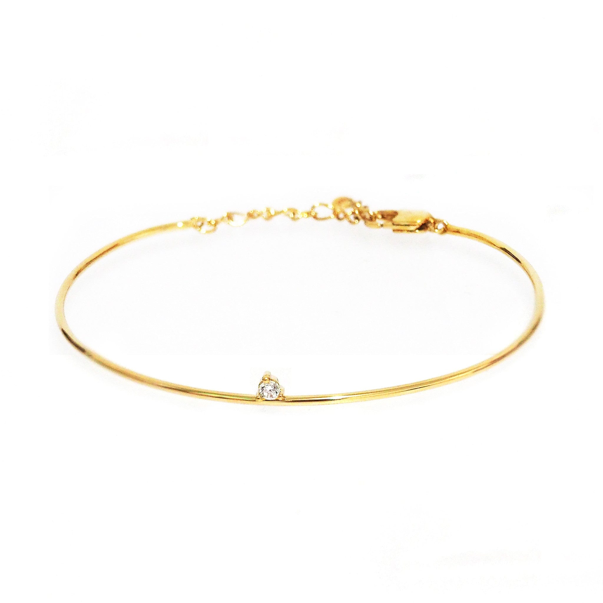 TAI JEWELRY Bracelet Gold/Clear Single Tiny Stone Bangle Bracelet With Chain Closure