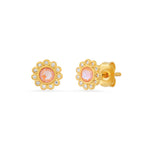 TAI JEWELRY Earrings Orange Bezel Flower Studs