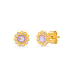 TAI JEWELRY Earrings Purple Bezel Flower Studs