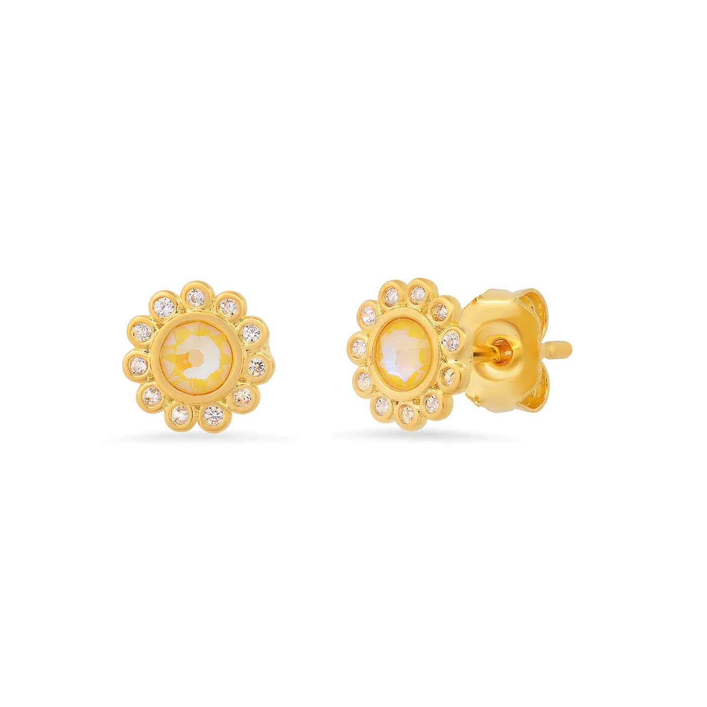 TAI JEWELRY Earrings Yellow Bezel Flower Studs