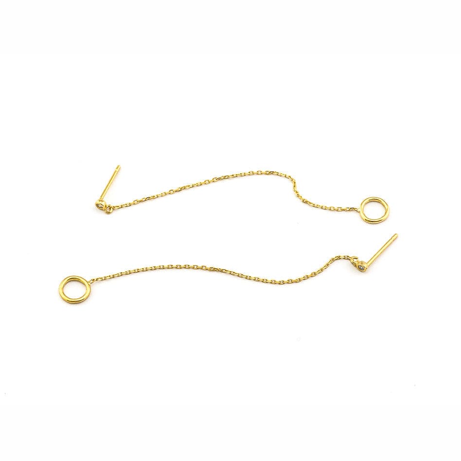 TAI JEWELRY Earrings GOLD Chain Threader Earrings With Open Circles