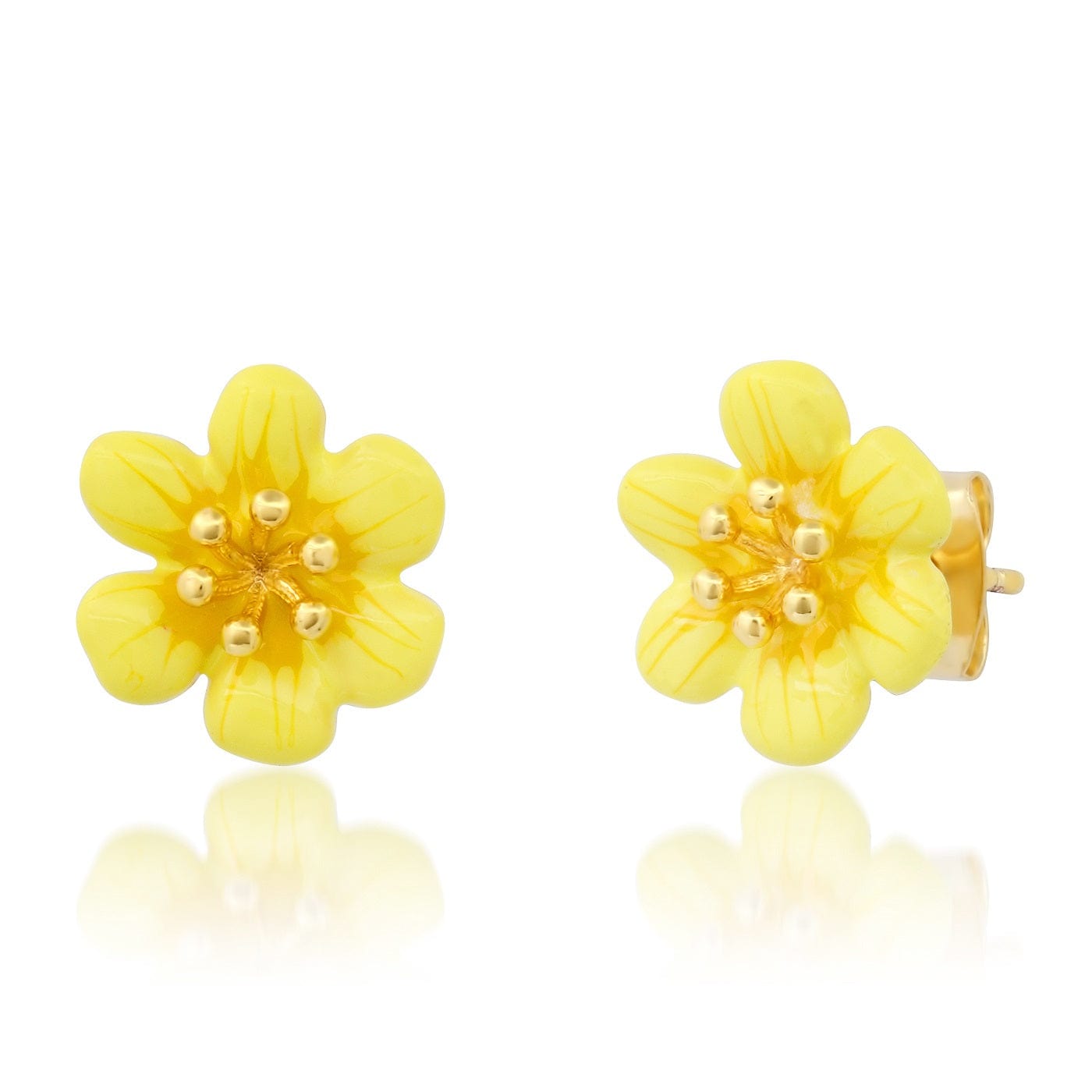 TAI JEWELRY Earrings Yellow Enamel Flower Studs