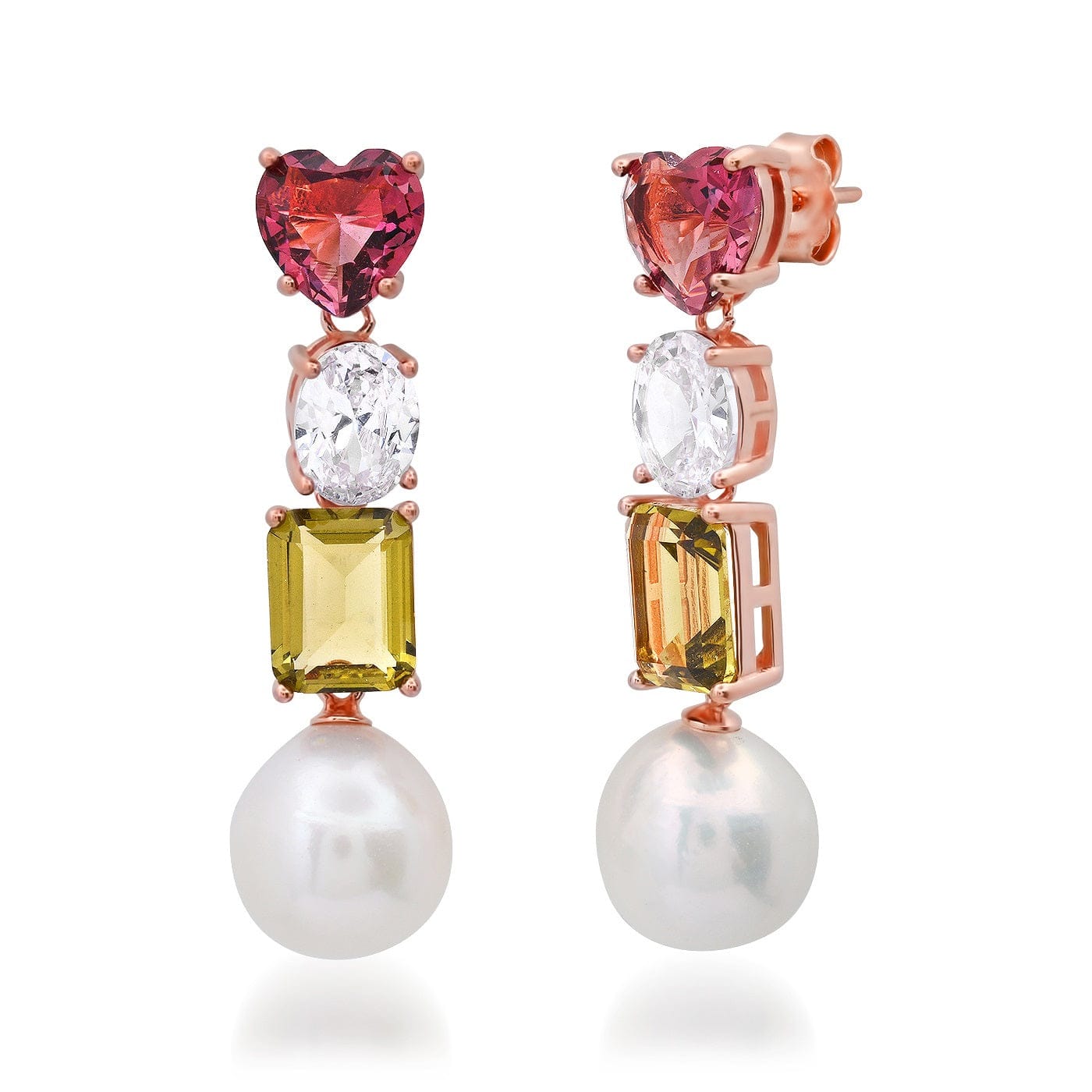 TAI JEWELRY Earrings Purple Glass Heart and Pearl Drop Earrings