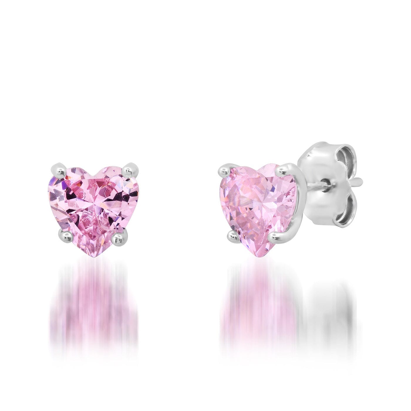 TAI JEWELRY Earrings Pink Glass Heart Studs
