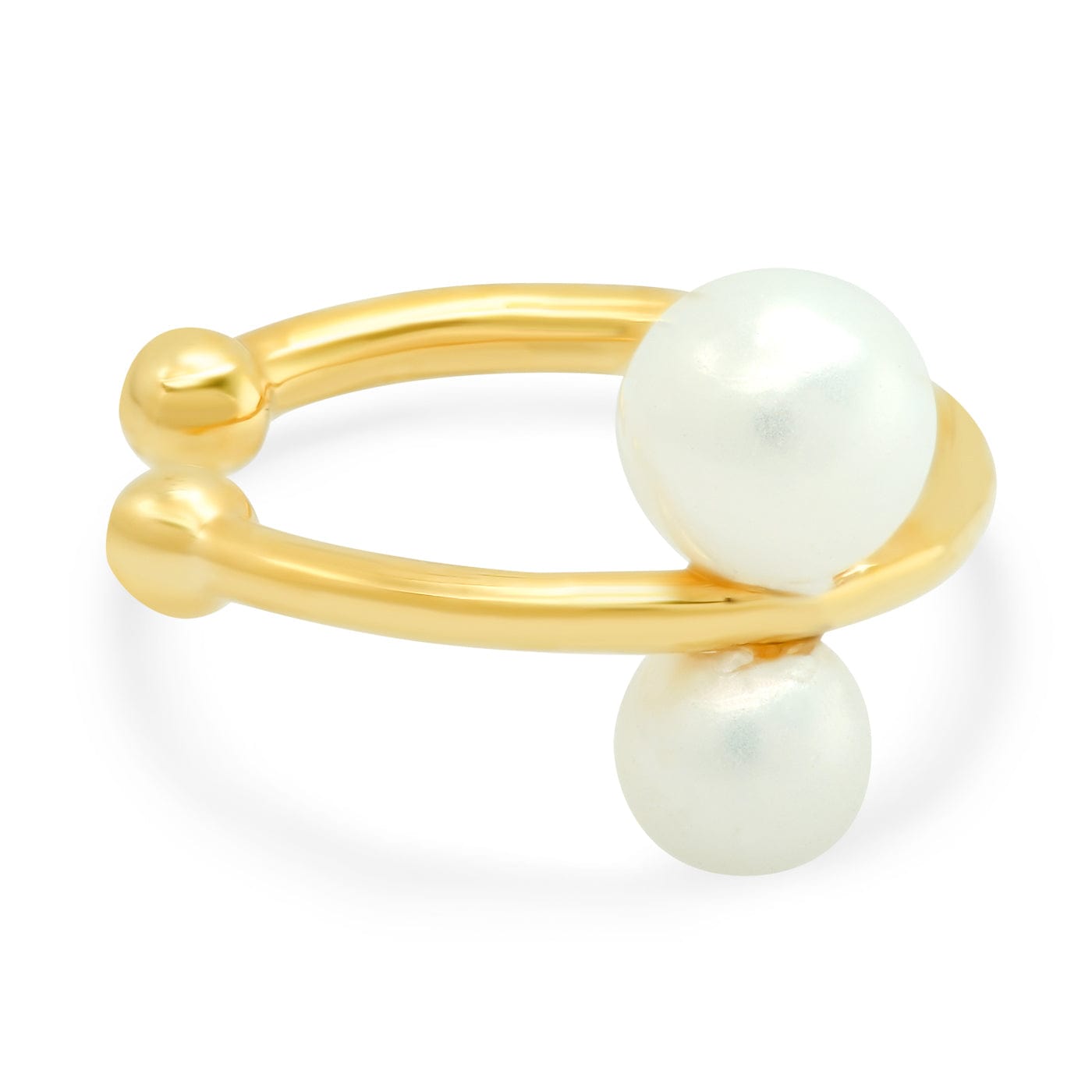 TAI JEWELRY Earrings Simple Gold Ear Cuff With Freshwater Pearl