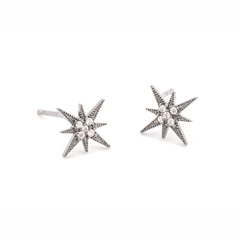 TAI JEWELRY Earrings Silver Oxideized Starburst Earrings