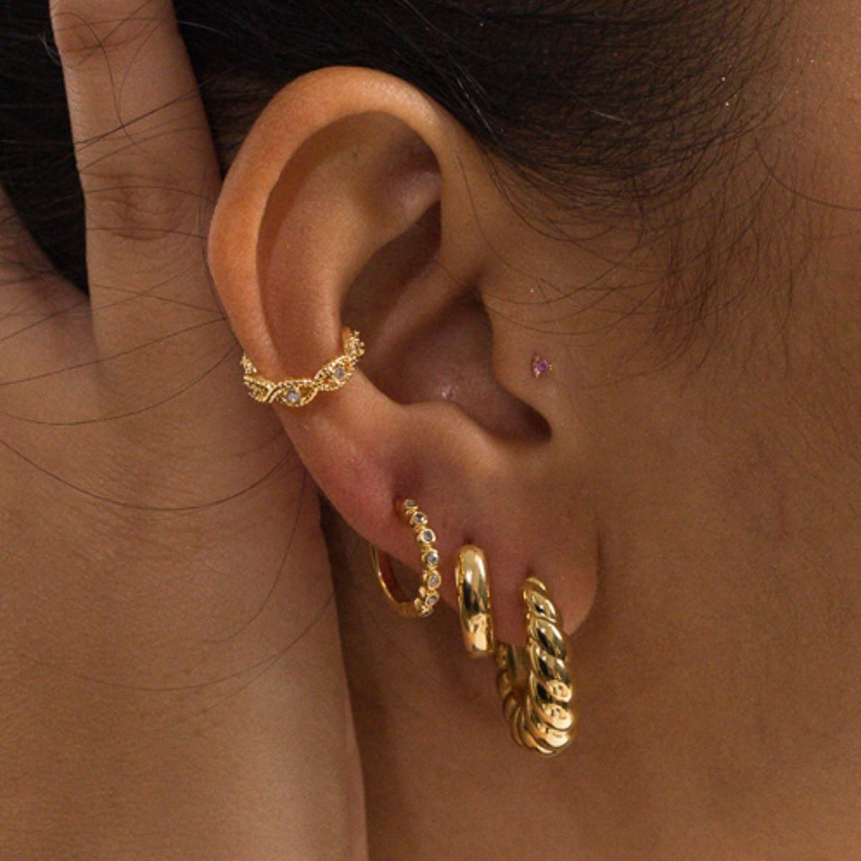 TAI JEWELRY Earrings Twisted Gold Ear Cuff