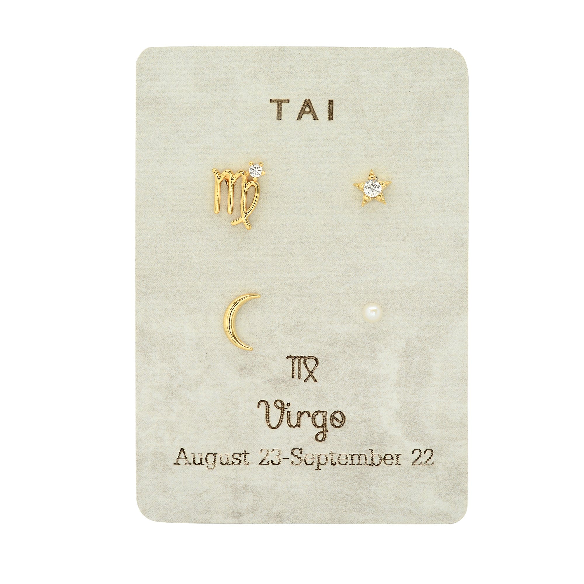 TAI JEWELRY Earrings Virgo Zodiac Celestial Stud Pack