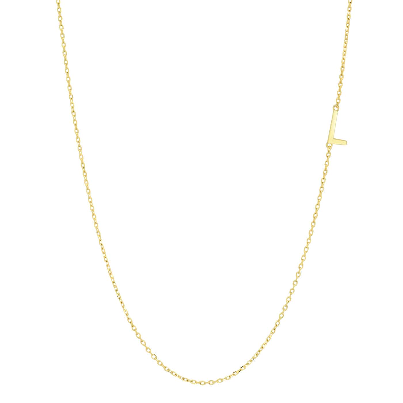 TAI JEWELRY Necklace L 14k Sideways Monogram Necklace