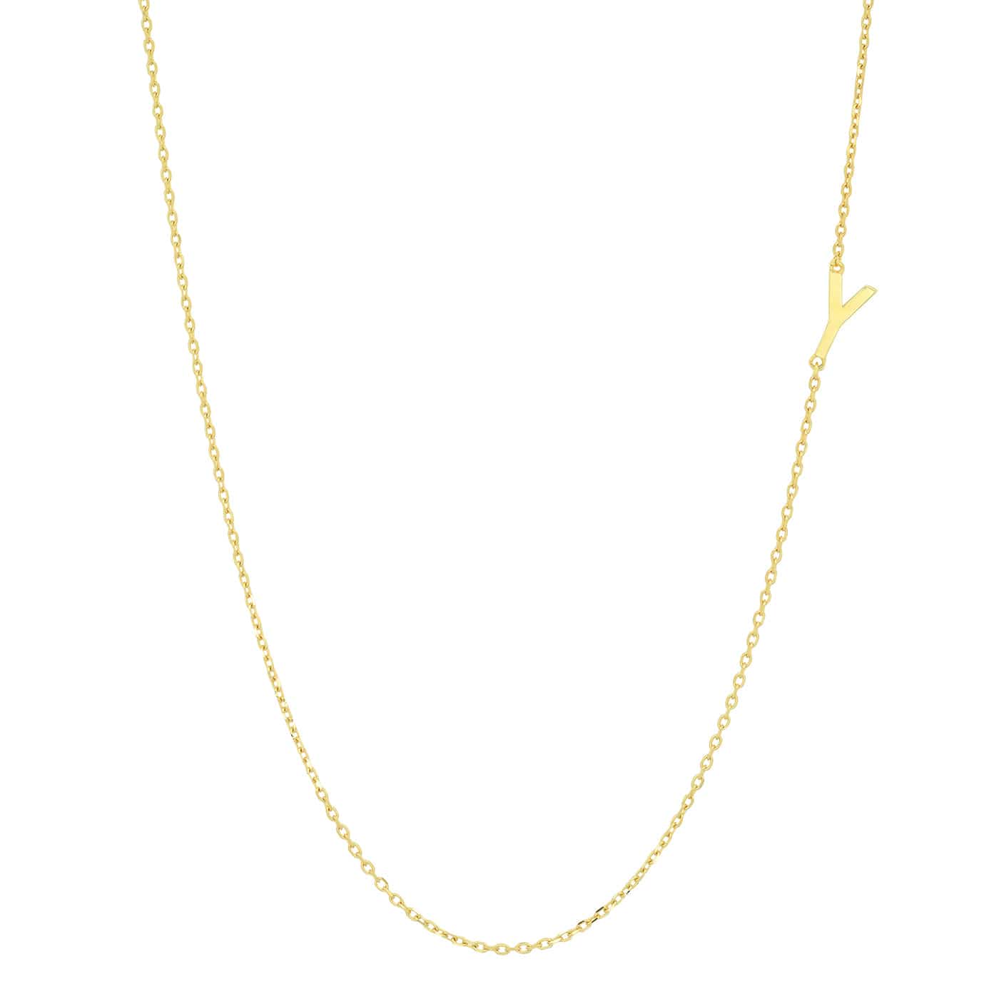 TAI JEWELRY Necklace Y 14k Sideways Monogram Necklace