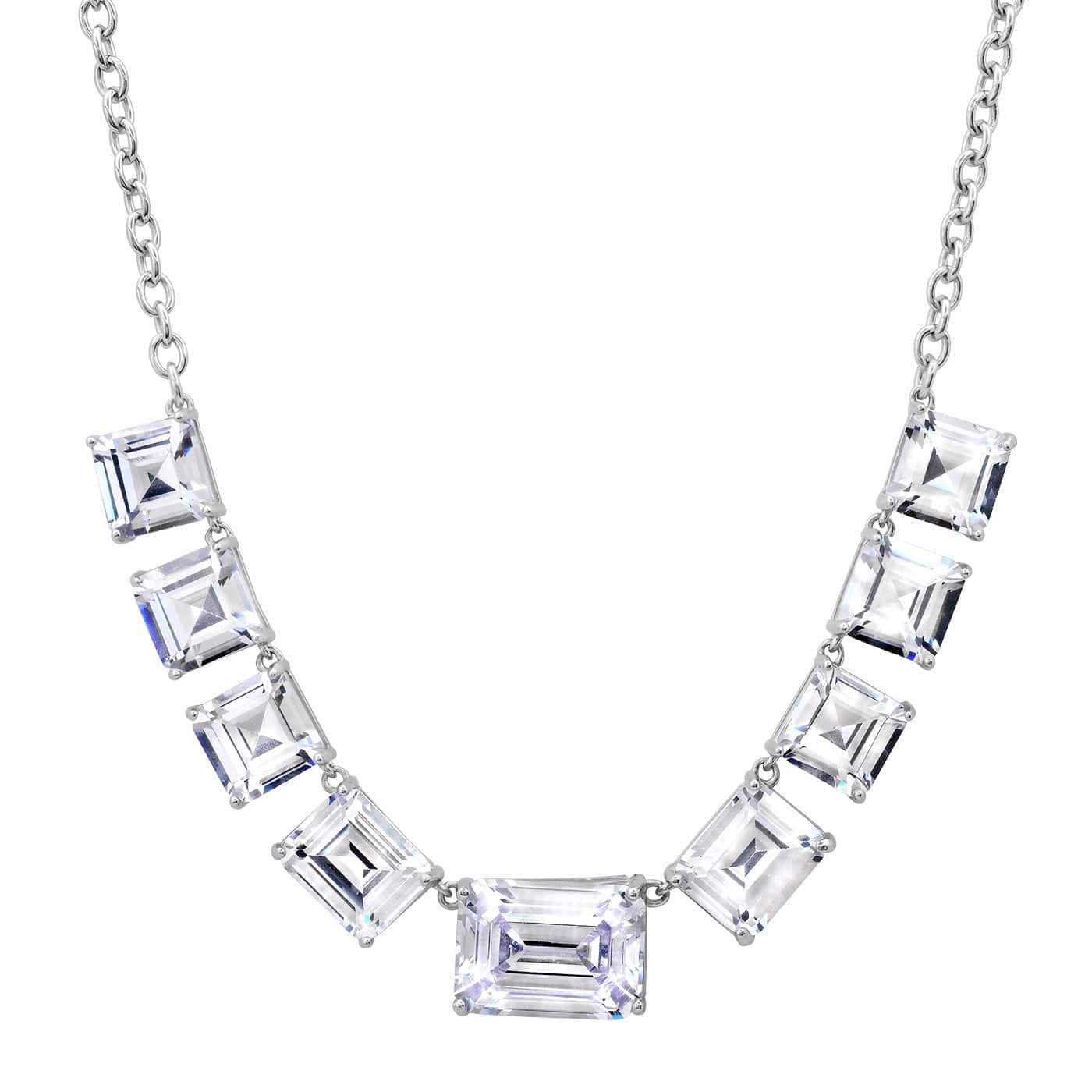 TAI JEWELRY Necklace SS/CL Chunky Emerald Cut Glass Stone Necklace
