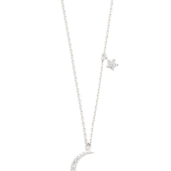 TAI JEWELRY Necklace Silver Crescent Moon And Star Necklace