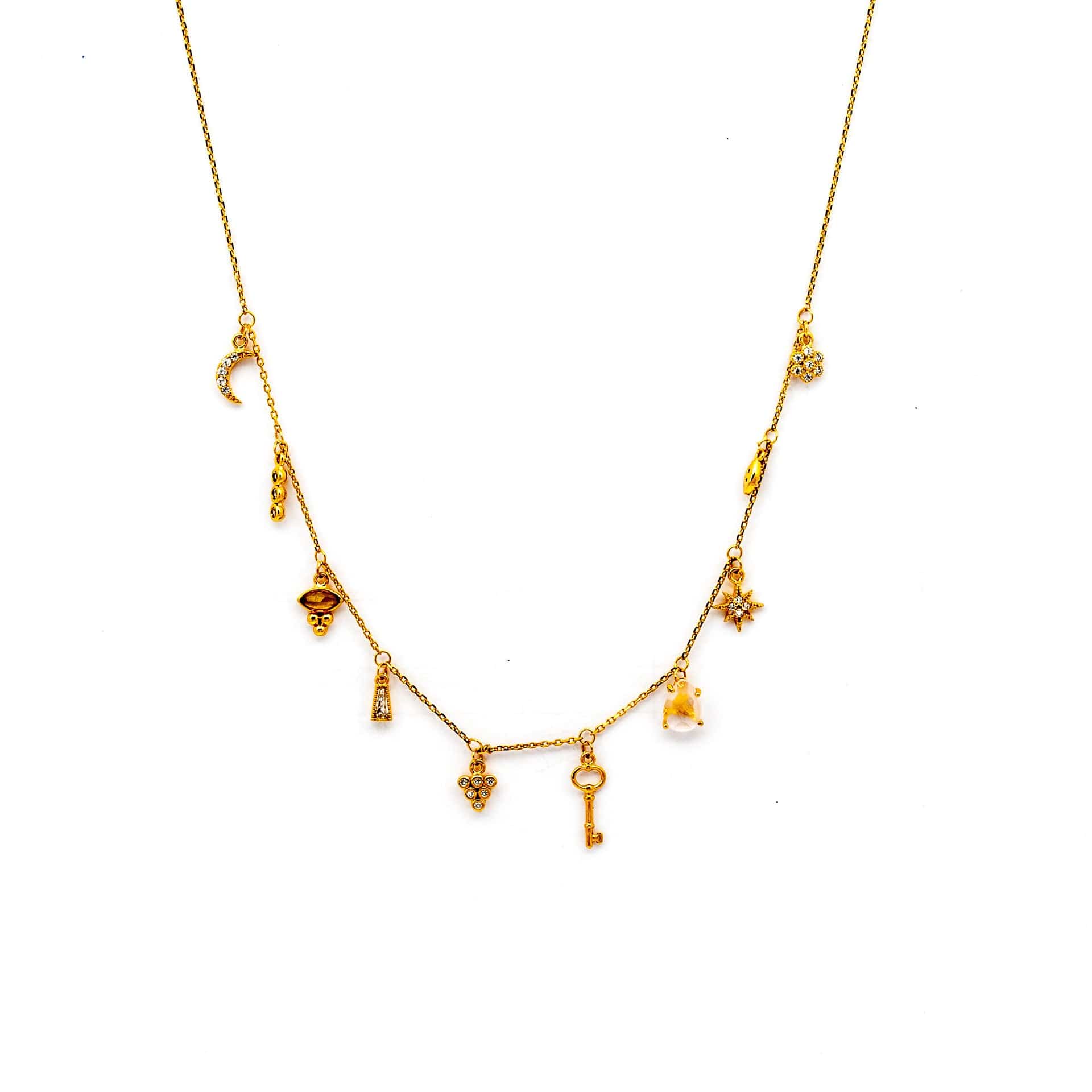 TAI JEWELRY Necklace Gold Necklace With Stationed Charms