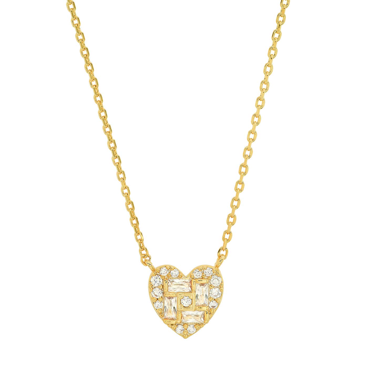 TAI JEWELRY Necklace Heart Baguette Necklace with CZ