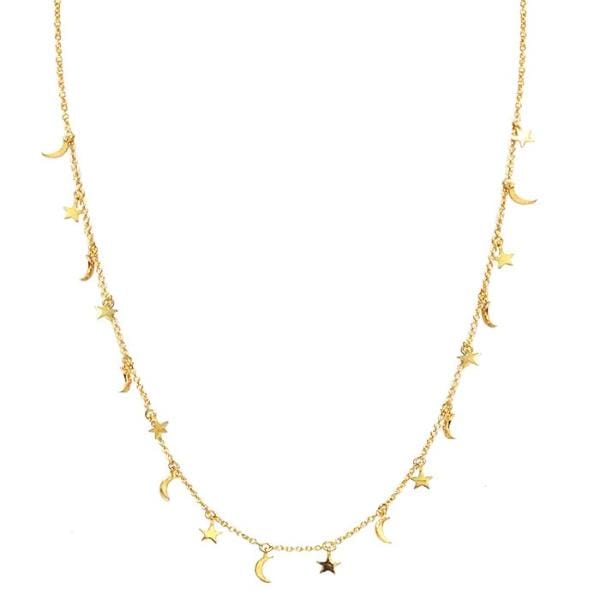 TAI JEWELRY Necklace Gold Moon And Star Charm Necklace
