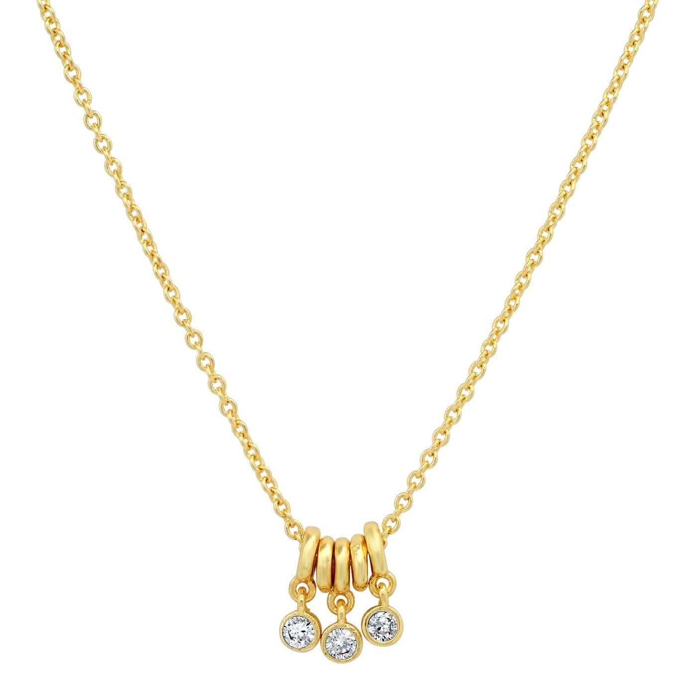 TAI JEWELRY Necklace Necklace With CZ And Gold Ring Charms