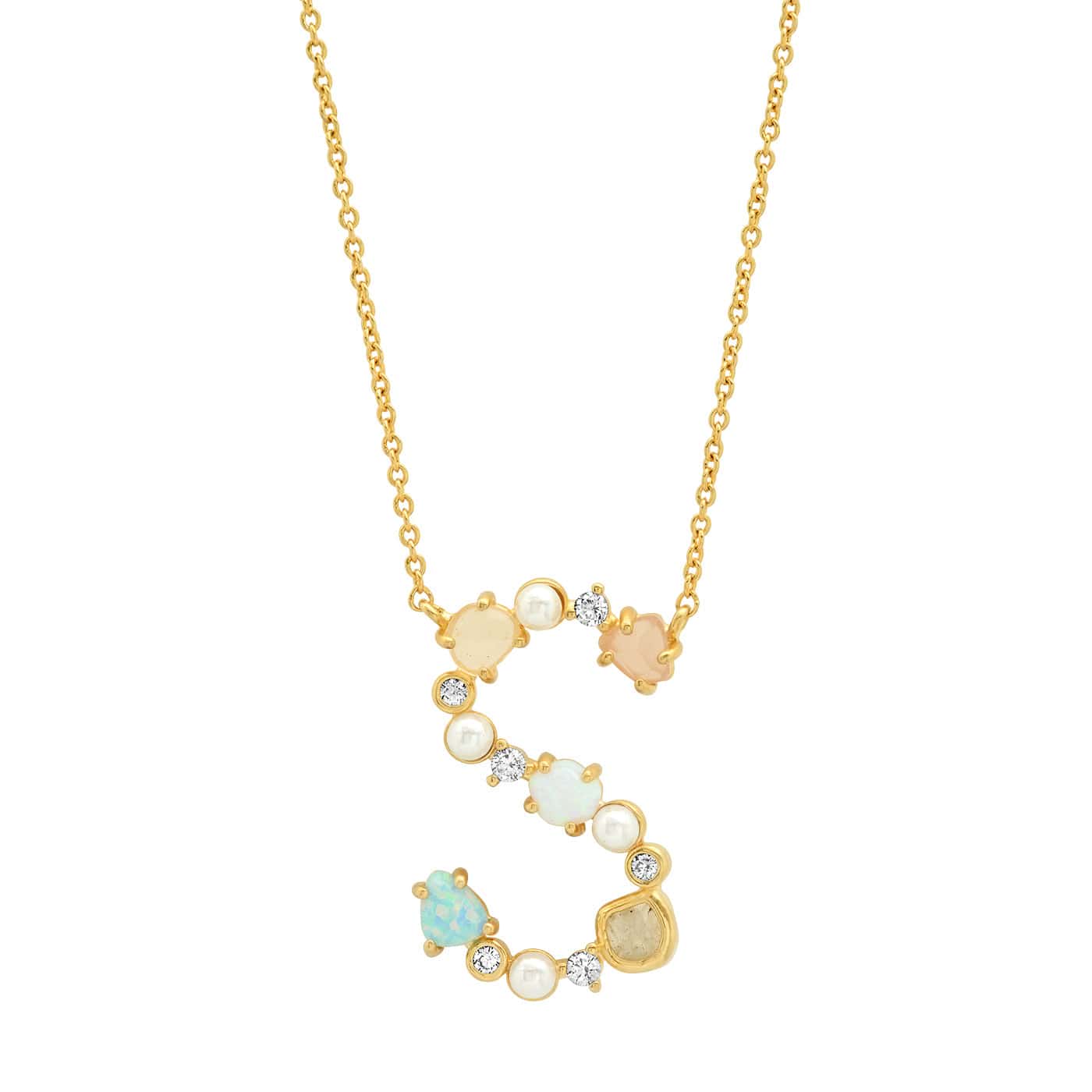 TAI JEWELRY Necklace S Opal Stone Monogram Necklace
