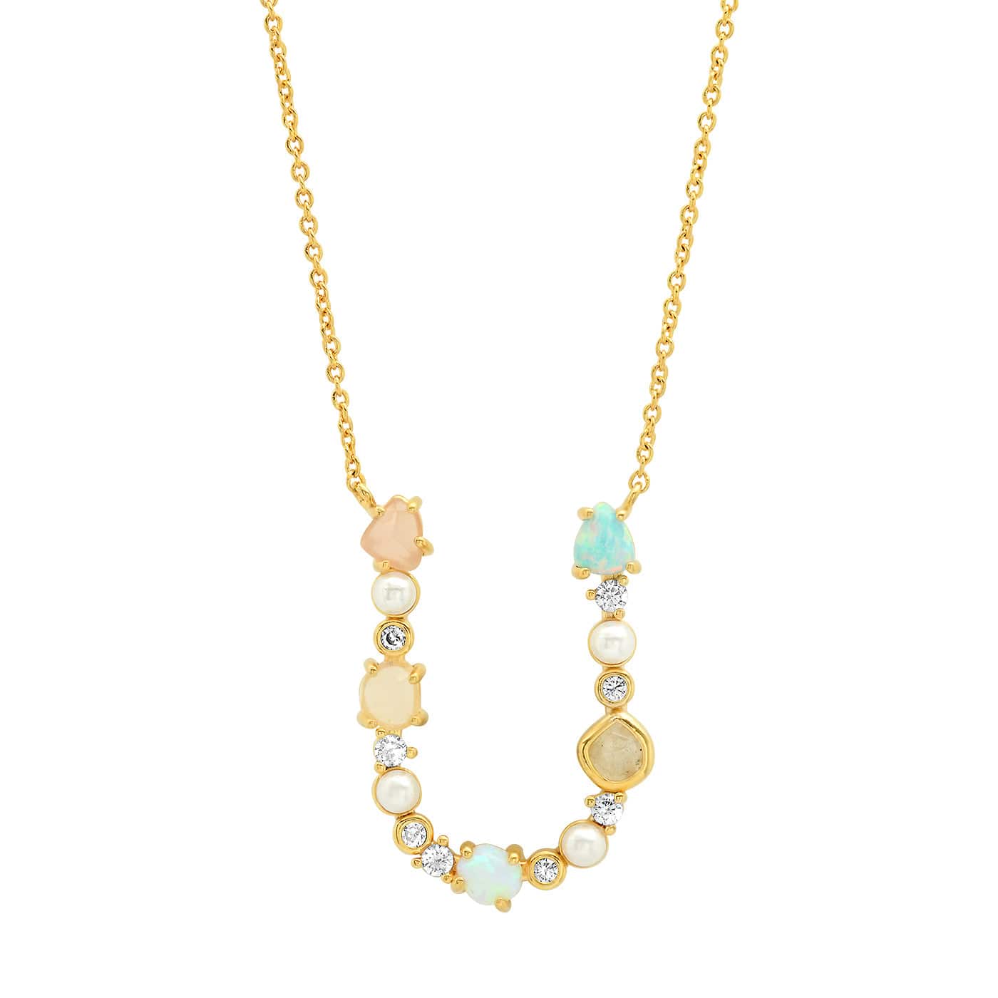 TAI JEWELRY Necklace U Opal Stone Monogram Necklace