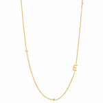 TAI JEWELRY Necklace E Sideways Initial Gold Necklace With CZ Accents