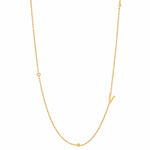 TAI JEWELRY Necklace V Sideways Initial Gold Necklace With CZ Accents