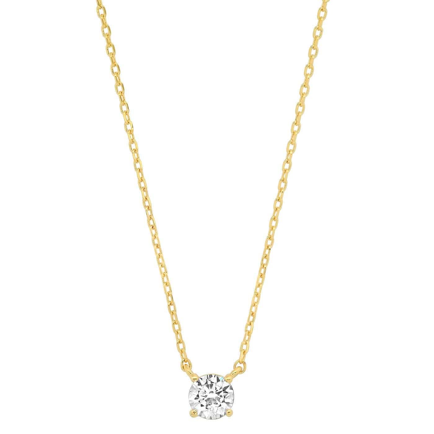 TAI JEWELRY Necklace Gold Vermeil Simple Chain With Small Round Cut CZ