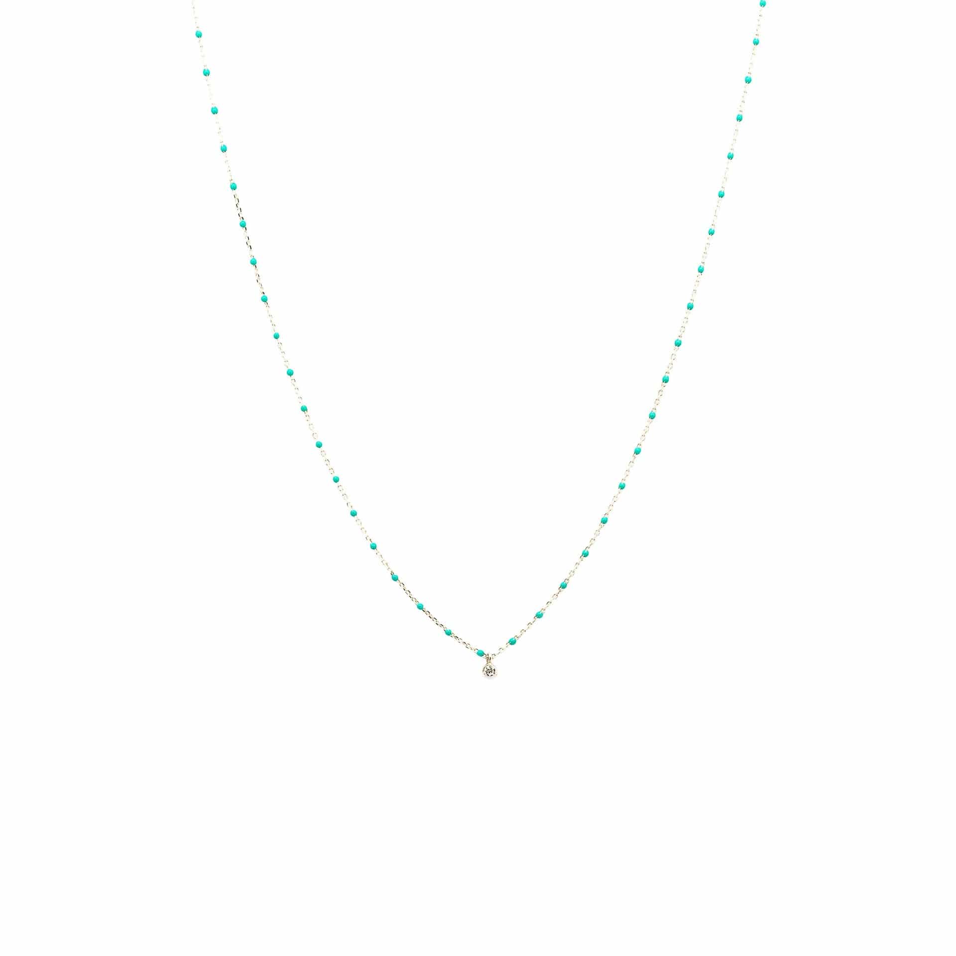 TAI JEWELRY Necklace Sterling Silver Enamel Beaded Necklace With Cz (Turquoise)