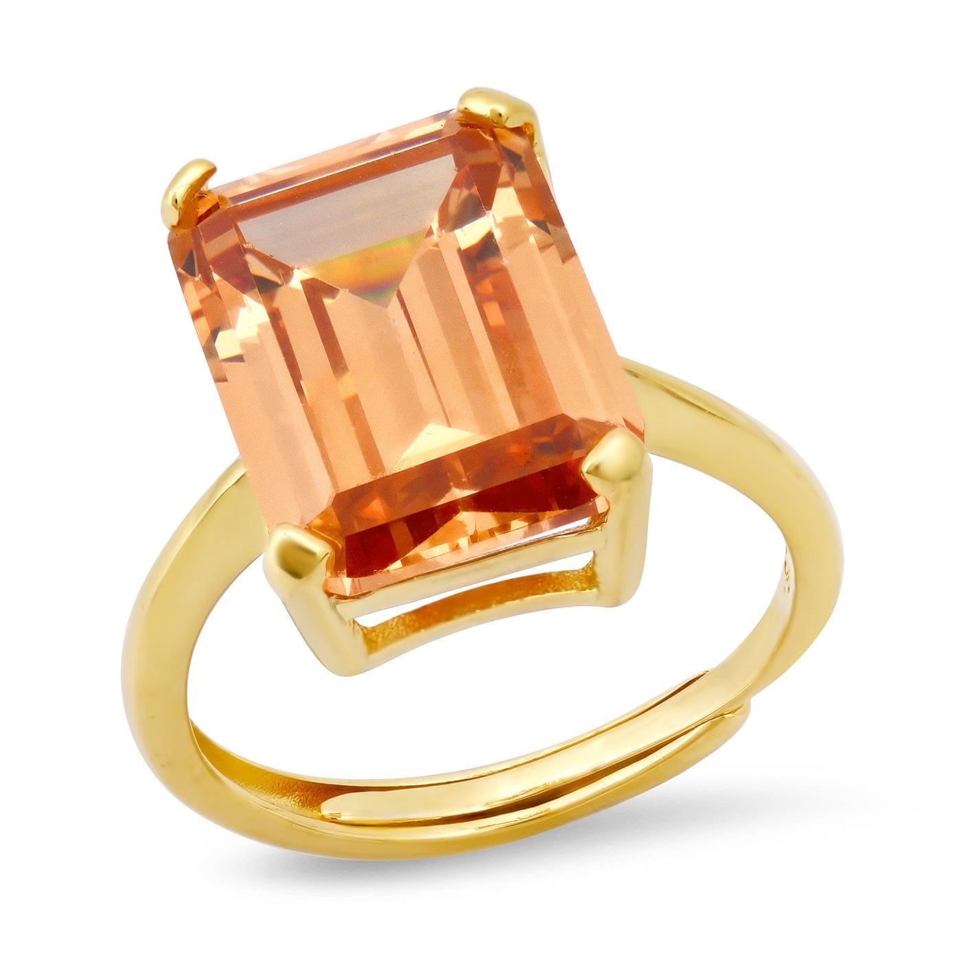 TAI JEWELRY Rings Gold Vermeil/Champagne Emerald Cut Solitaire Ring