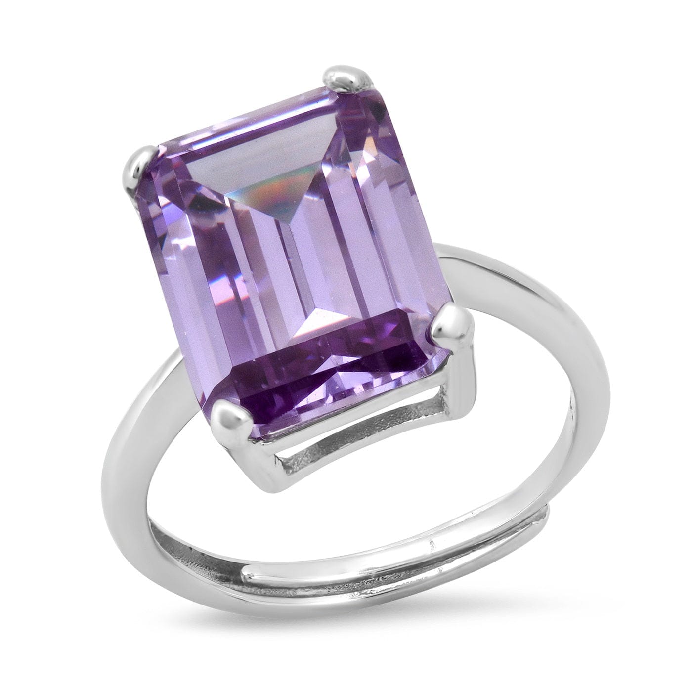 TAI JEWELRY Rings Sterling Silver/Lavender Emerald Cut Solitaire Ring